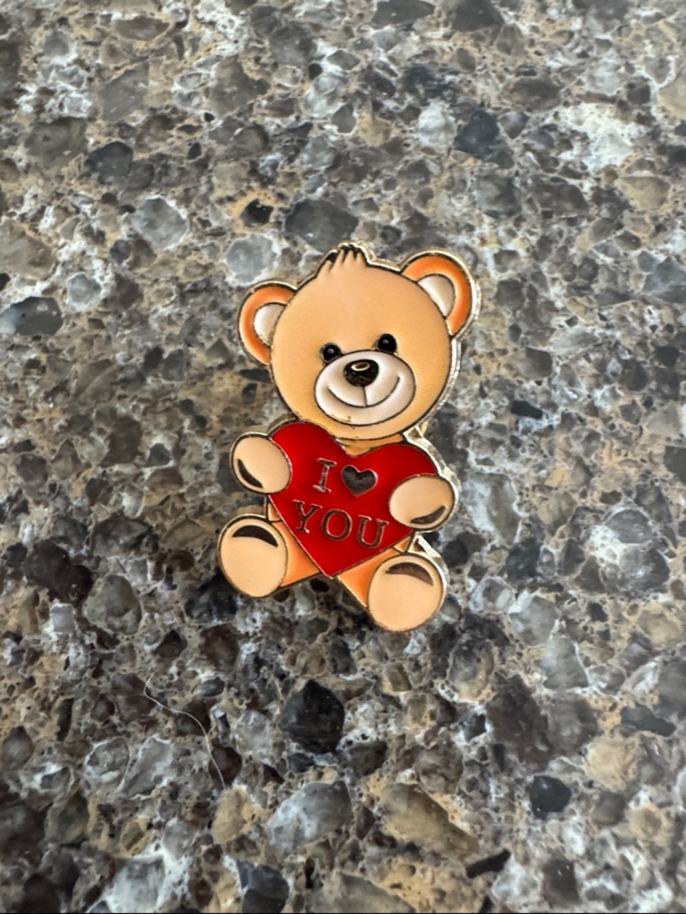 Kids Teddy Bear Heart Pin - Red Heart